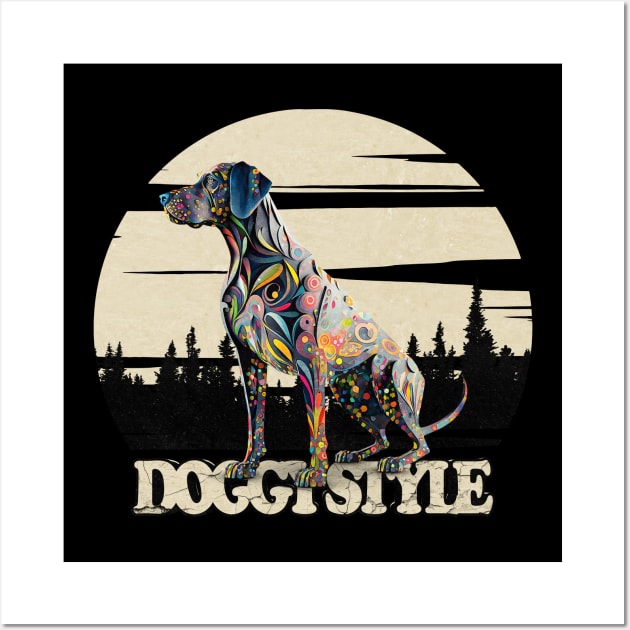 Vintage Floral Doggy Style Wall Art by DOGGIES ART VISUAL